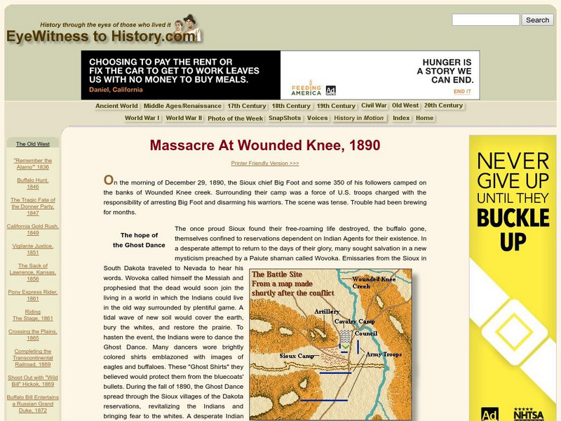 Eye Witness to History: Massacre at Wounded Knee, 1890 Primary Eye Witness to History: Massacre at Wounded Knee, 1890 Primary