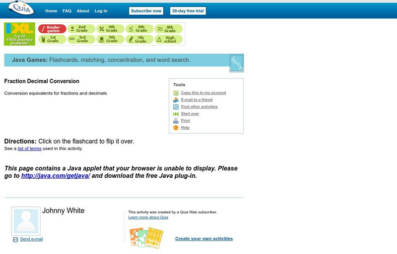 Quia: Fraction Decimal Conversion Flashcards Interactive Quia: Fraction Decimal Conversion Flashcards Interactive