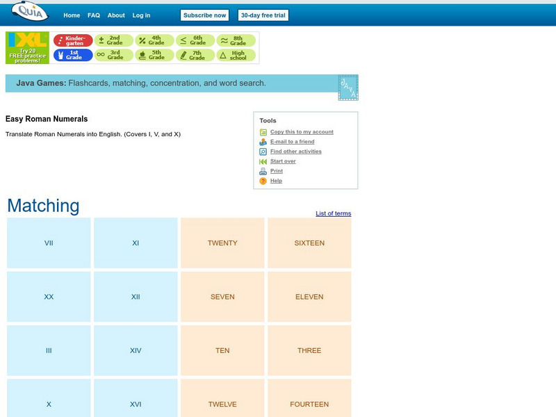 Quia: Easy Roman Numerals Interactive Quia: Easy Roman Numerals Interactive