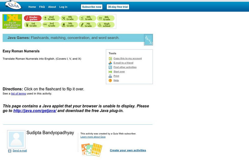 Quia: Easy Roman Numerals Flashcards Activity Quia: Easy Roman Numerals Flashcards Activity