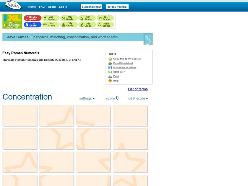 Quia: Easy Roman Numerals Concentration Interactive Quia: Easy Roman Numerals Concentration Interactive