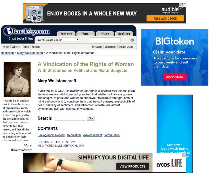 Bartleby.com: The Vindication of the Rights of Woman Primary Bartleby.com: The Vindication of the Rights of Woman Primary