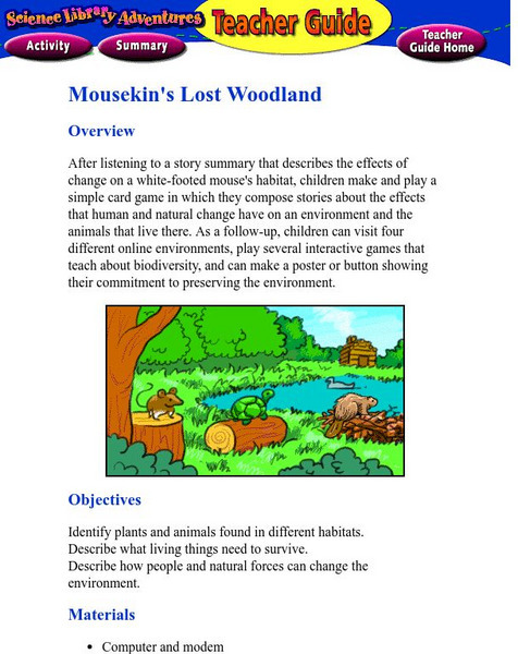Houghton Mifflin: Eduplace: Mousekin's Lost Woodland Website Houghton Mifflin: Eduplace: Mousekin's Lost Woodland Website