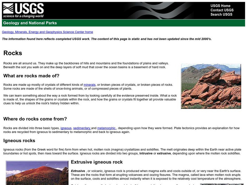 U.s. Geologic Survey: Rocks Handout U.s. Geologic Survey: Rocks Handout