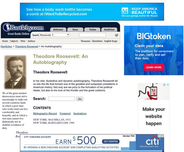 Bartleby.com: Theodore Roosevelt: An Autobiography Activity Bartleby.com: Theodore Roosevelt: An Autobiography Activity
