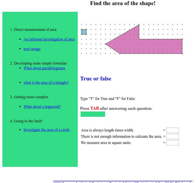 The Math Forum: Find the Area of the Shape! Activity The Math Forum: Find the Area of the Shape! Activity