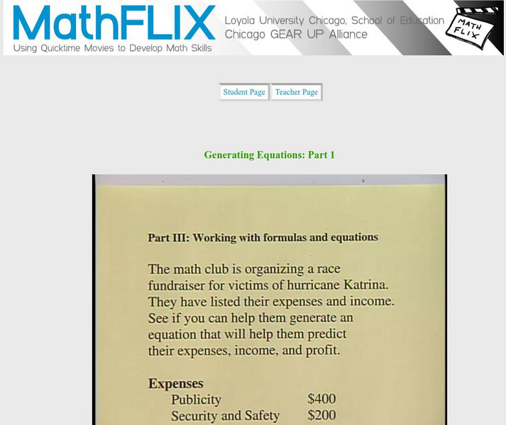 Math Flix: Generating Equations: Part 1 Instructional Video Math Flix: Generating Equations: Part 1 Instructional Video