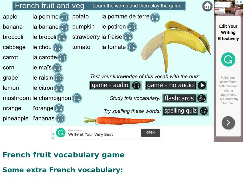 Digital Dialects: Fruit and Vegetables in French Language Activity Digital Dialects: Fruit and Vegetables in French Language Activity