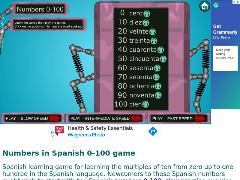 Digital Dialects: Numbers in Spanish 10 100 Activity