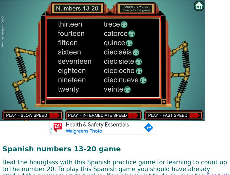 Digital Dialects: Numbers in Spanish 13 20 Activity