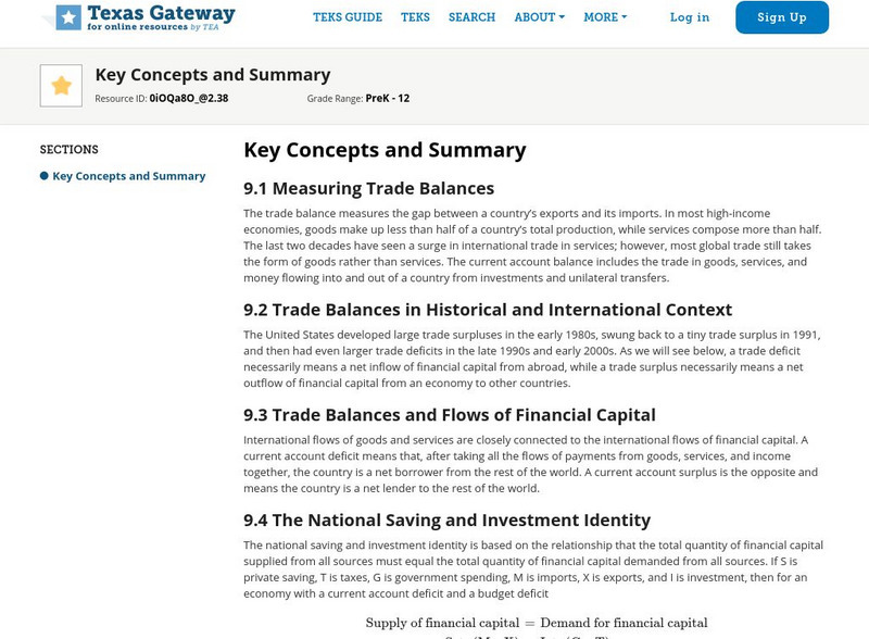 Texas Gateway: Ch.9: Intl Trade and Capital Flows: Key Concepts and Summary eBook Texas Gateway: Ch.9: Intl Trade and Capital Flows: Key Concepts and Summary eBook