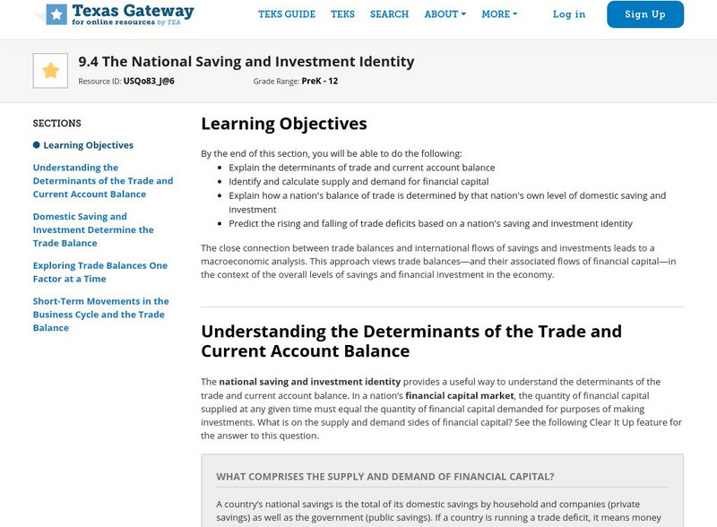 Texas Gateway: Chapter 9: The National Saving and Investment Identity eBook Texas Gateway: Chapter 9: The National Saving and Investment Identity eBook