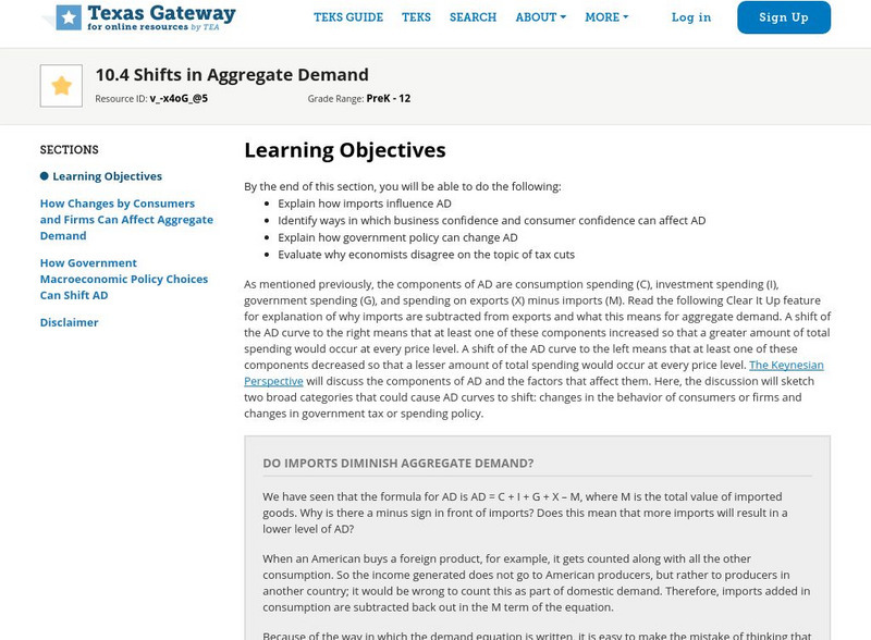 Texas Gateway: Chapter 10: Shifts in Aggregate Demand eBook Texas Gateway: Chapter 10: Shifts in Aggregate Demand eBook