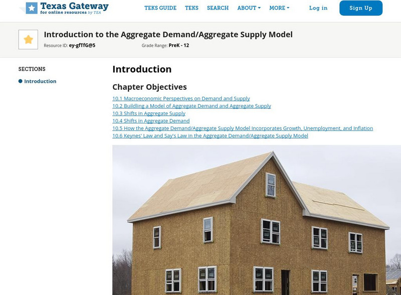 Texas Gateway: Ch. 10: Intro to the Aggregate Demand/aggregate Supply Model eBook