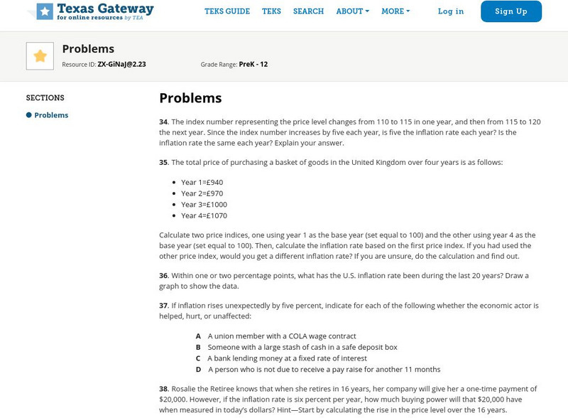 Texas Gateway: Macroeconomics: Chapter 8: Inflation: Problems eBook Texas Gateway: Macroeconomics: Chapter 8: Inflation: Problems eBook