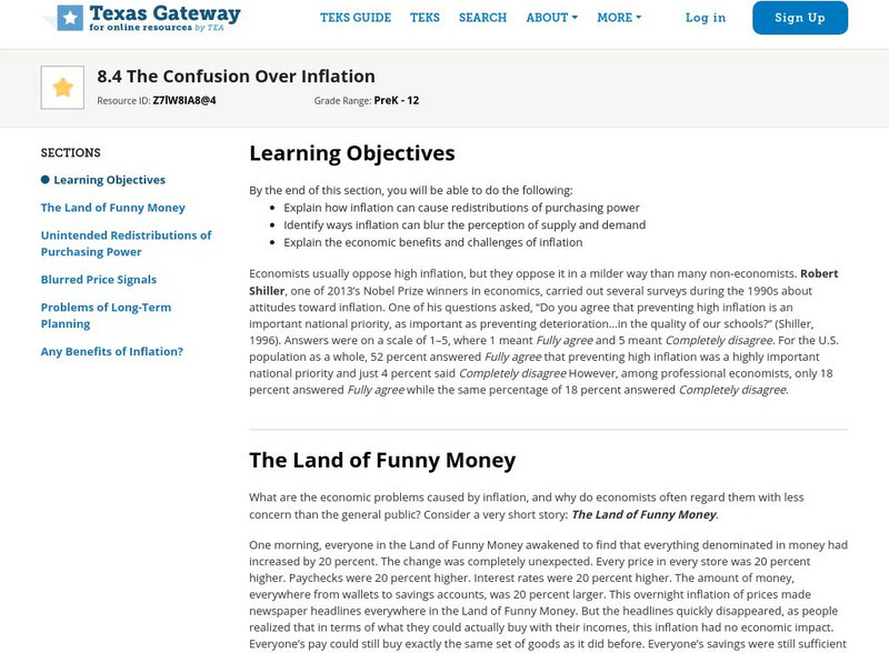 Texas Gateway: Ap Macroeconomics: Chapter 8: The Confusion Over Inflation eBook
