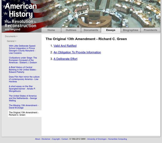 American History: Essays: The Original 13th Amendment Website American History: Essays: The Original 13th Amendment Website