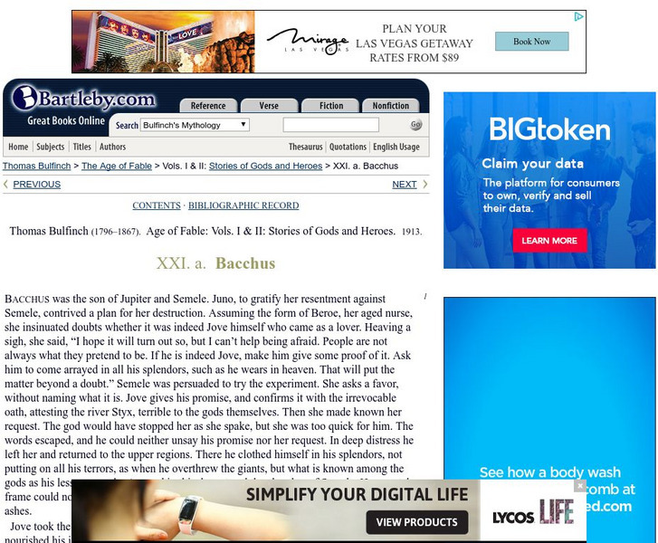 Bartleby.com: Bulfinch's Mythology: Bacchus eBook Bartleby.com: Bulfinch's Mythology: Bacchus eBook