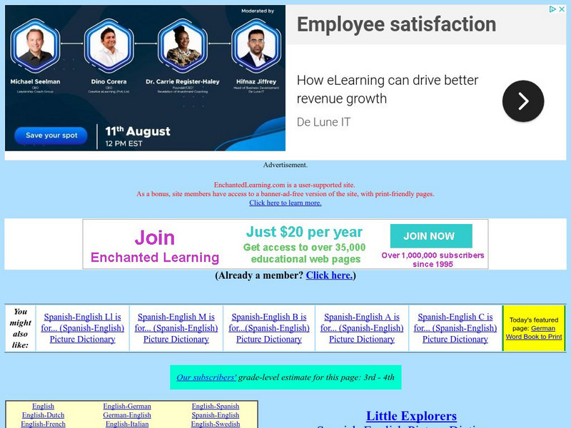 Enchanted Learning: Little Explorers Spanish English Picture Dictionary Website Enchanted Learning: Little Explorers Spanish English Picture Dictionary Website