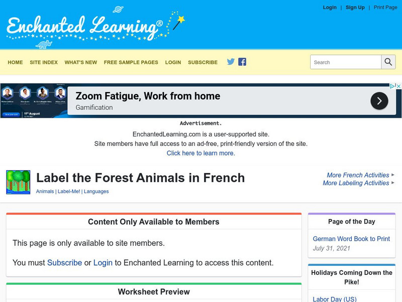 Enchanted Learning: Forest Animal Vocabulary Printout Website Enchanted Learning: Forest Animal Vocabulary Printout Website