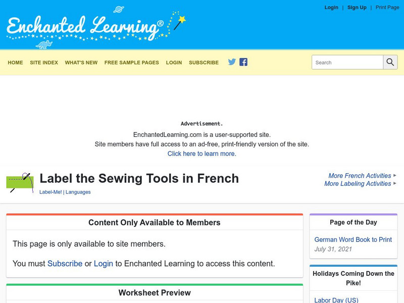 Enchanted Learning: Sewing Tools Unknown Type Enchanted Learning: Sewing Tools Unknown Type