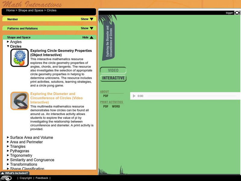 Learn Alberta: Exploring the Diameter and Circumference Interactive Learn Alberta: Exploring the Diameter and Circumference Interactive