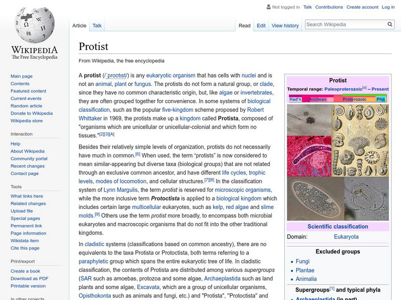 Wikipedia: Protist Handout Wikipedia: Protist Handout