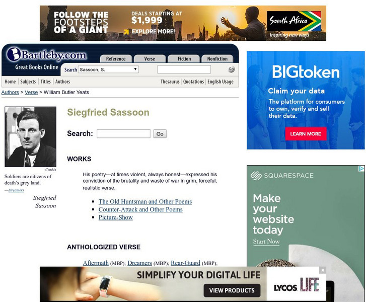 Bartleby.com: Siegfried Sassoon (1886 1967 Ce) Primary Bartleby.com: Siegfried Sassoon (1886 1967 Ce) Primary