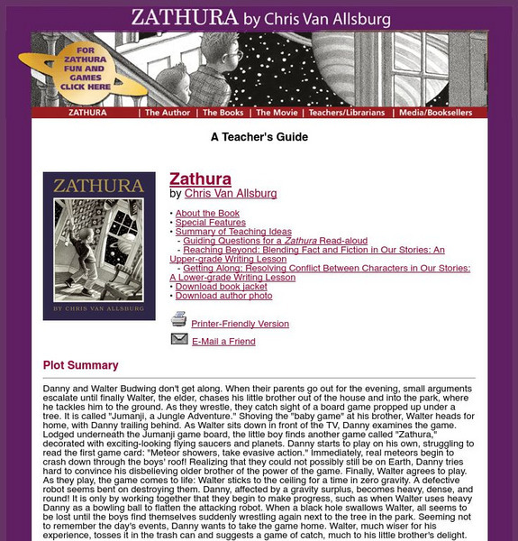 Houghton Mifflin Books: Zathura by Chris Van Allsburg Unit Plan Houghton Mifflin Books: Zathura by Chris Van Allsburg Unit Plan