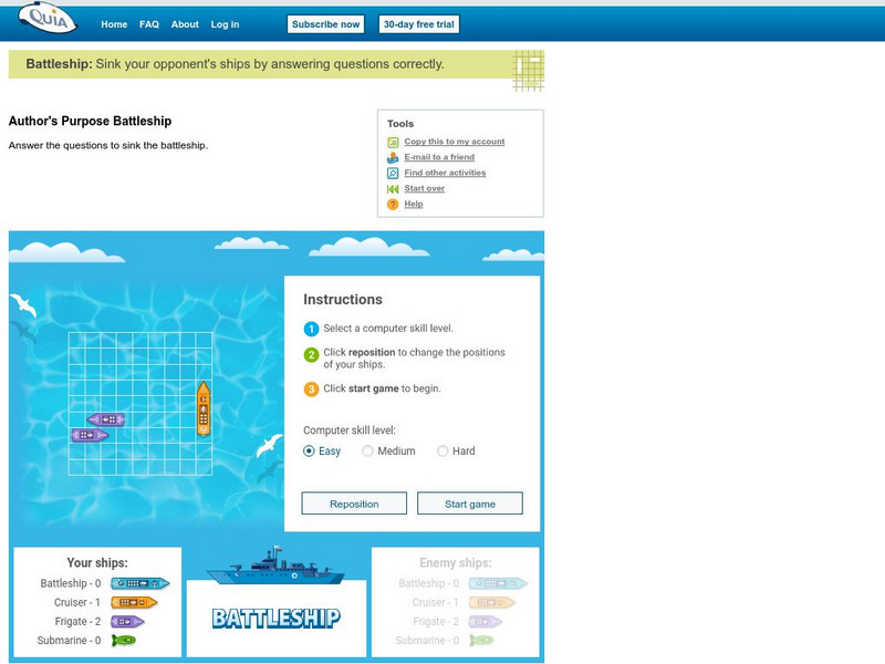 Quia: Author's Purpose Battleship Interactive Quia: Author's Purpose Battleship Interactive