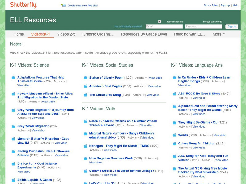 Shutterfly: Ell Resources: Videos: K 1 Website Shutterfly: Ell Resources: Videos: K 1 Website