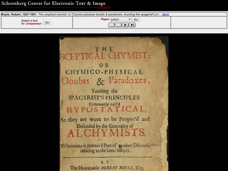 Boyle's Sceptical Chymist Primary Boyle's Sceptical Chymist Primary