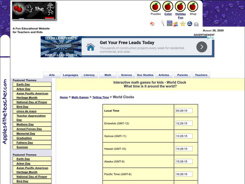 Apples 4 the Teacher: World Clocks Interactive