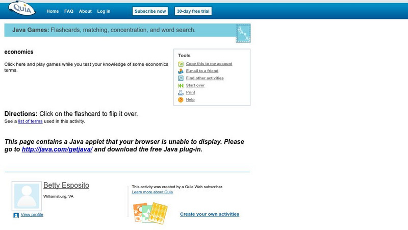 Quia: Economics Flashcards Activity Quia: Economics Flashcards Activity