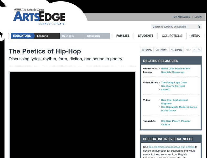 The Kennedy Center: The Poetics of Hip Hop Unit Plan The Kennedy Center: The Poetics of Hip Hop Unit Plan