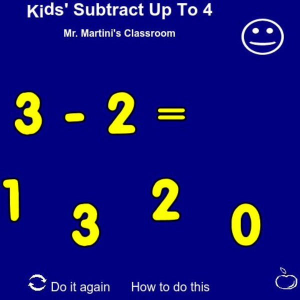 Mr. Martini's Classroom: Kids' Subtract Up to 4 Interactive Mr. Martini's Classroom: Kids' Subtract Up to 4 Interactive