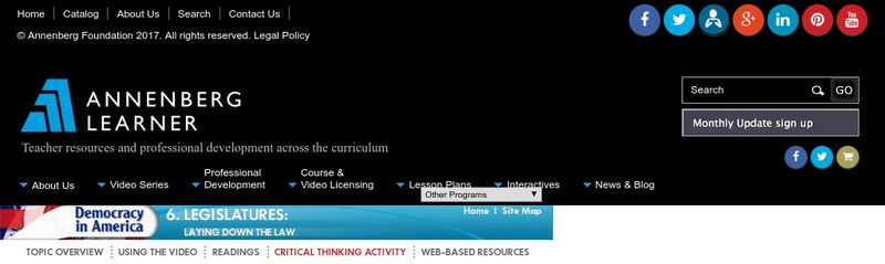 Annenberg Learner: Legislatures and Democracy Recap: The Lawmakers Website Annenberg Learner: Legislatures and Democracy Recap: The Lawmakers Website