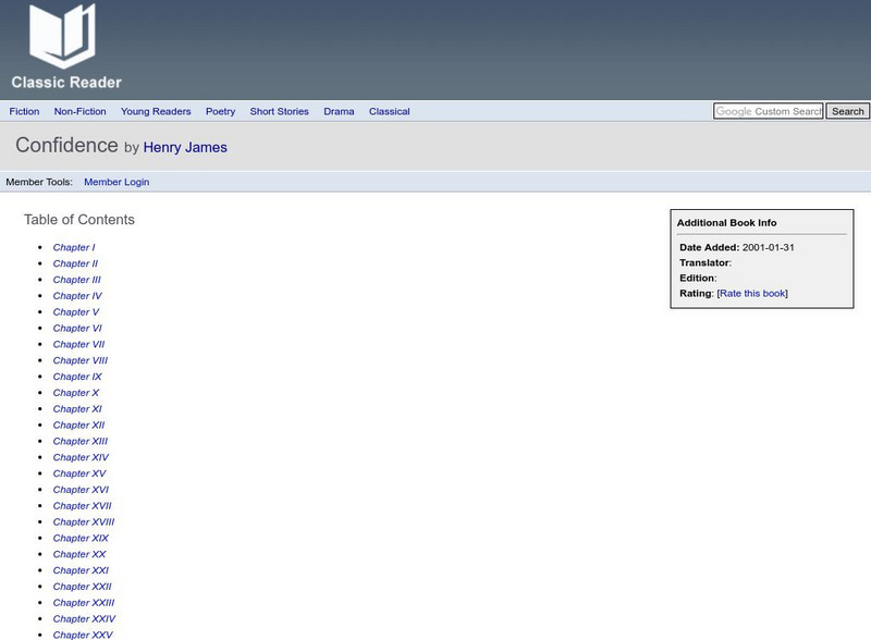 Classic Reader: Confidence by Henry James eBook Classic Reader: Confidence by Henry James eBook