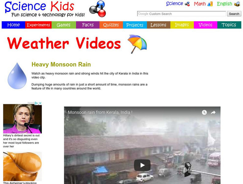 Science Kids: Weather Videos: Heavy Monsoon Rain Instructional Video