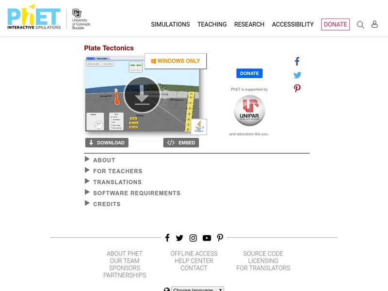 University of Colorado: Ph Et Interactive Simulations: Plate Tectonics Interactive University of Colorado: Ph Et Interactive Simulations: Plate Tectonics Interactive
