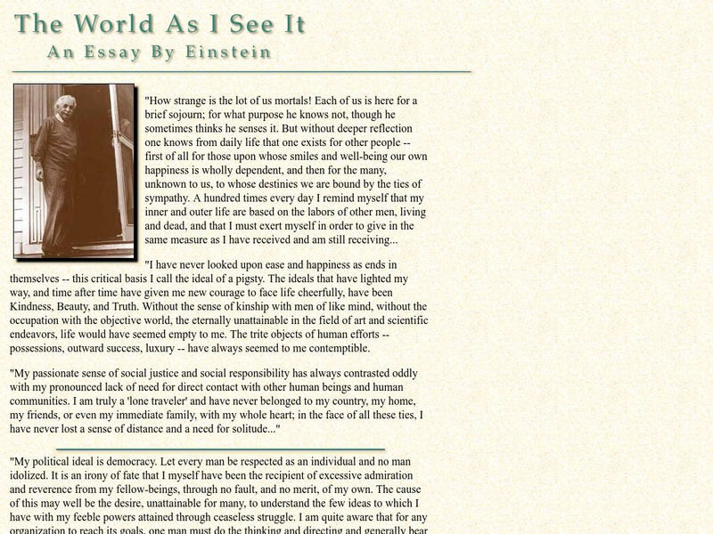 Image and Impact: An Essay by Einstein: The World as I See It Article