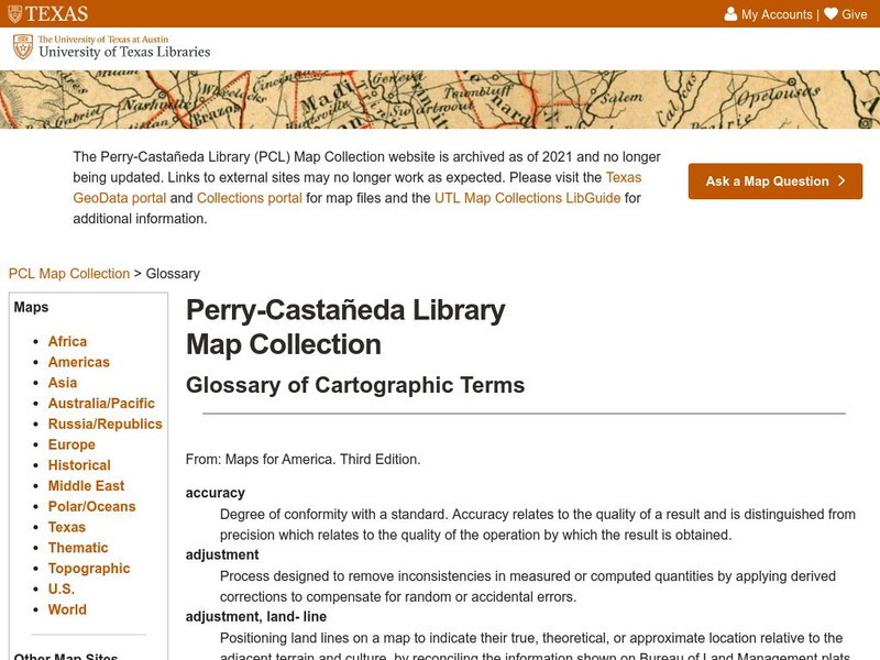 University of Texas: Glossary of Cartographic Terms Handout University of Texas: Glossary of Cartographic Terms Handout