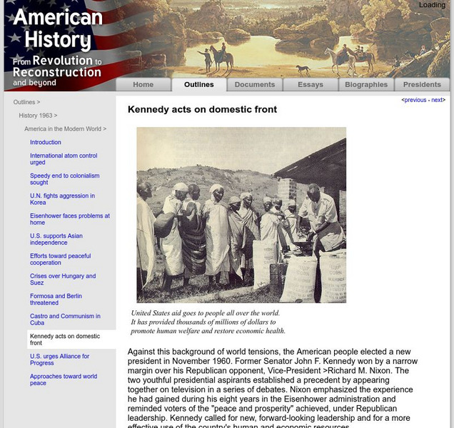 American History: Outlines: Kennedy Acts on Domestic Front Article