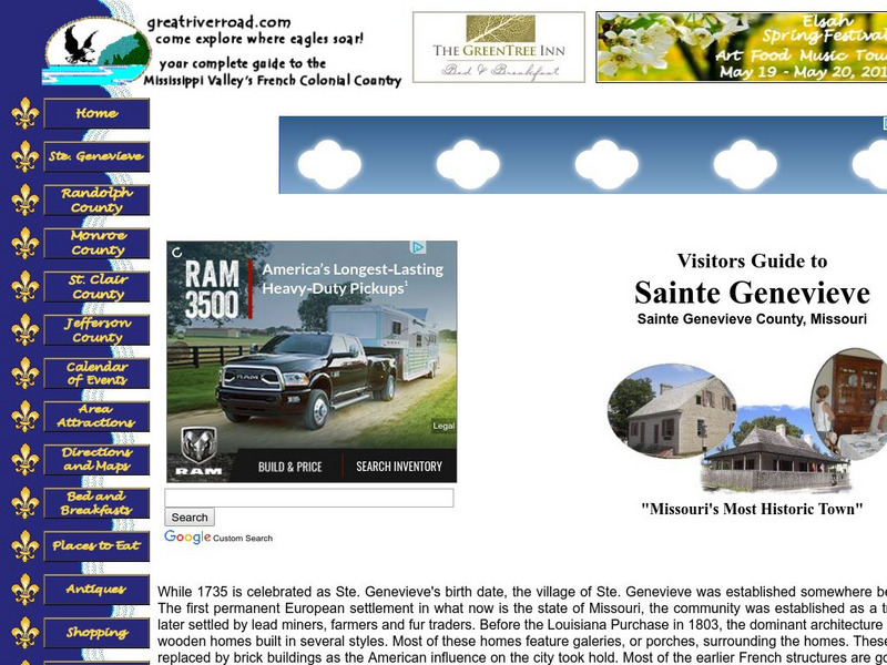 Great River Road: Visitor's Guide to Sainte Genevieve, Missouri Website