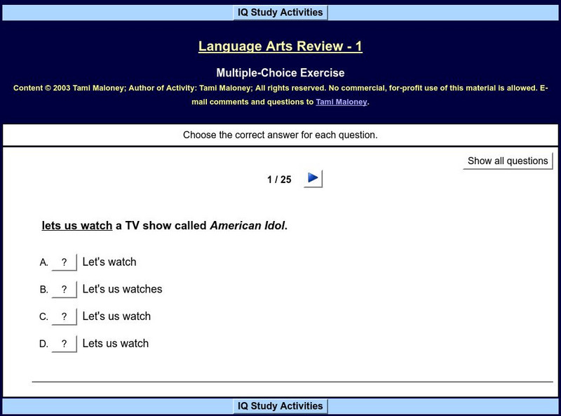 Iq Study Activities: Language Arts Review 1 Unknown Type Iq Study Activities: Language Arts Review 1 Unknown Type