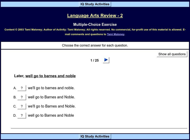 Iq Study Activities: Language Arts Review 2 Unknown Type Iq Study Activities: Language Arts Review 2 Unknown Type