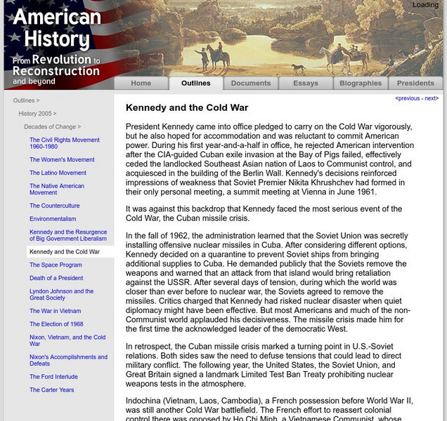 American History: Outlines: Kennedy and the Cold War Website American History: Outlines: Kennedy and the Cold War Website
