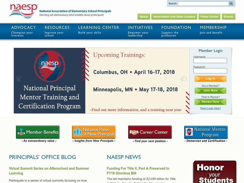National Association of Elementary School Principals Website National Association of Elementary School Principals Website