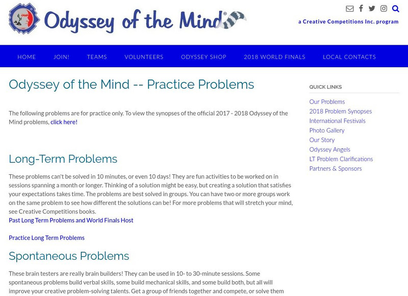 Odyssey of the Mind: Clean Up Your Act Activity Odyssey of the Mind: Clean Up Your Act Activity