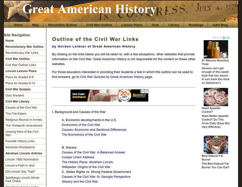 Gah: Outline of the Civil War Links Handout Gah: Outline of the Civil War Links Handout